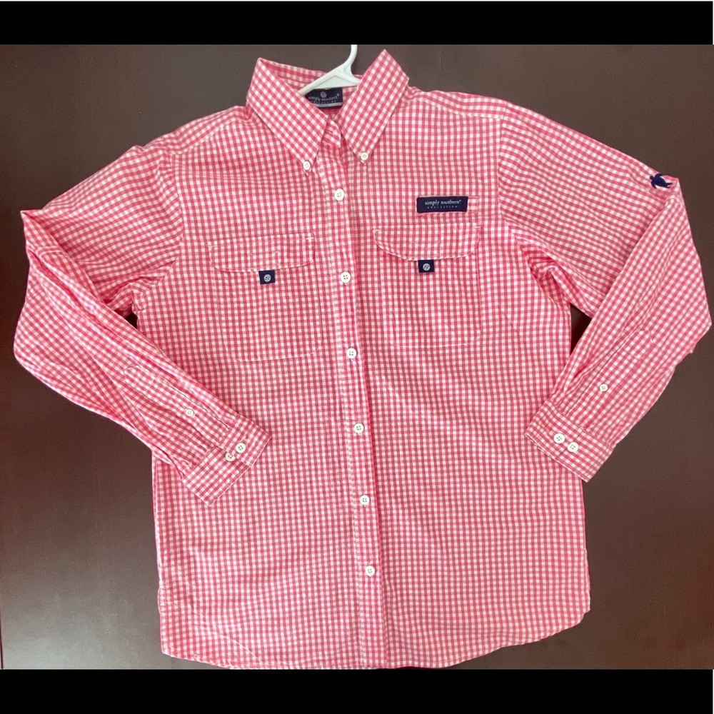 Simply Southern Gingham button down- unisex fit